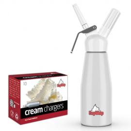 Ezywhip Cream Whipper 0.5L White and 10 Pack x 12 (120 Bulbs)